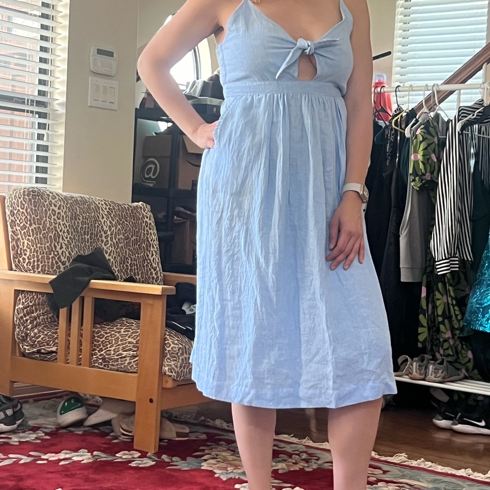 Light Blue Sleeveless Midi Dress